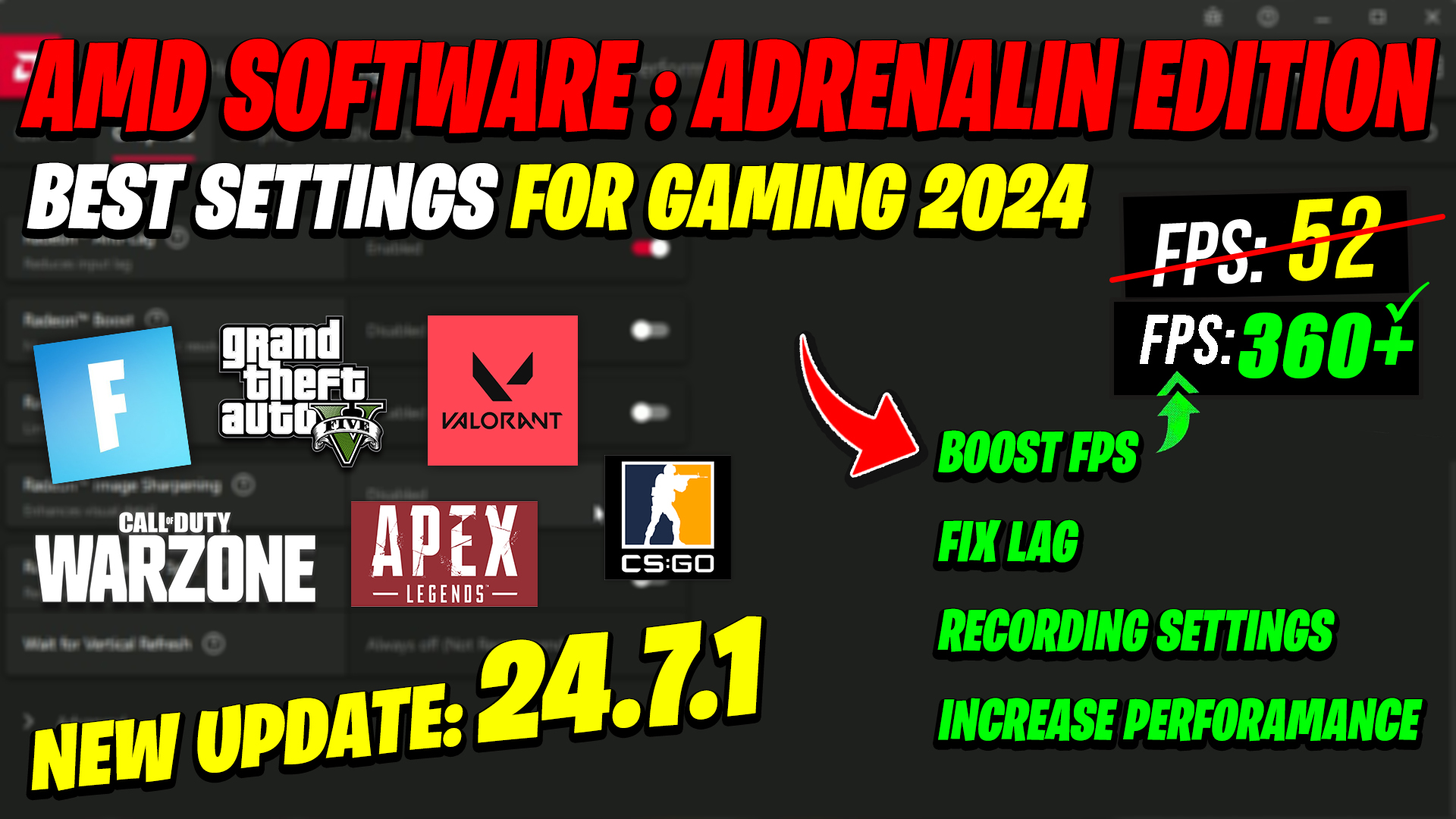 AMD Software Adrenalin Edition New update 24.7.1 Best Setting For Gaming 2024